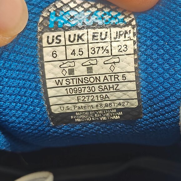 Hoka One One Stinson ATR 5 Shoes Women's Sz 6 Blue Trail Running Hiking Sneaker - Picture 11 of 11